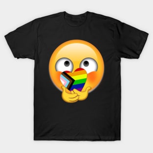 Progress Pride Shy Heart Emoji T-Shirt